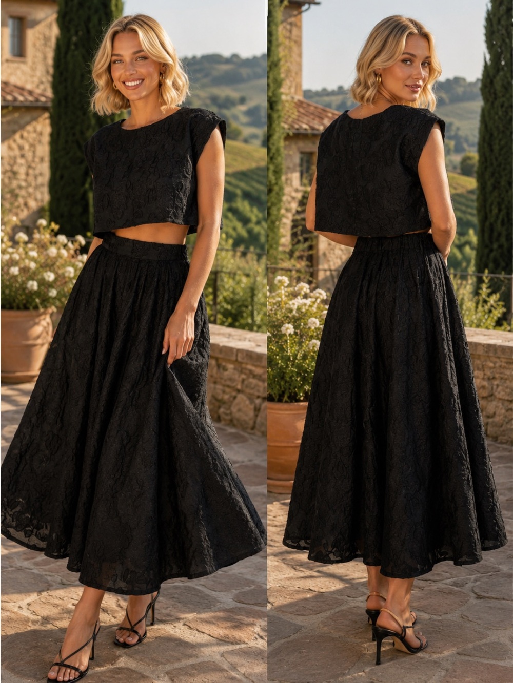 Petal & Pup Black Lace Maxi Skirt